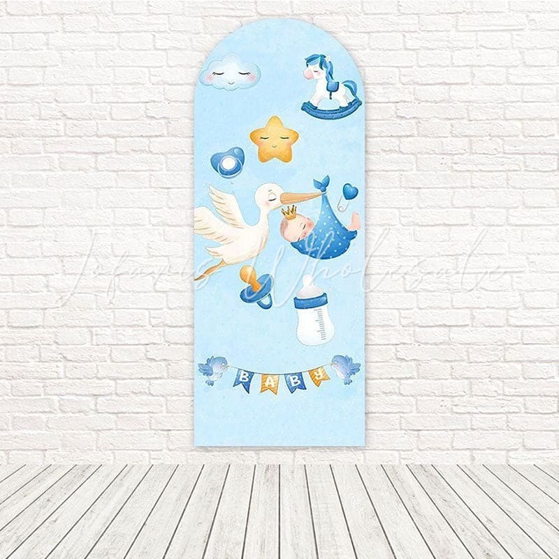 Toile de fond pour arche utilisation Baby Shower ambiance pays des merveilles nuages pastel rêveurs