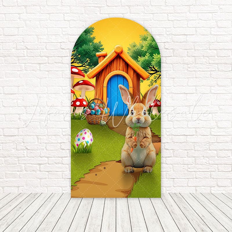 Toile de fond pour arche printemps mignon clapier lapin de Pâques pour rassemblement chasse aux œufs