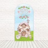 Toile de fond pour arche thème pastel maison œuf de Pâques pour événement Pâques enfants