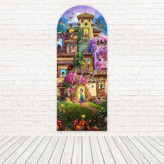 Toile de fond pour arche esprit charme vibrant château Encanto pour spectacle à thème