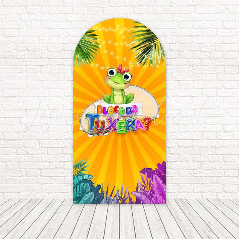 Toile de fond pour arche vert vibrant grenouille Carnival Tu Xera pour célébration festive