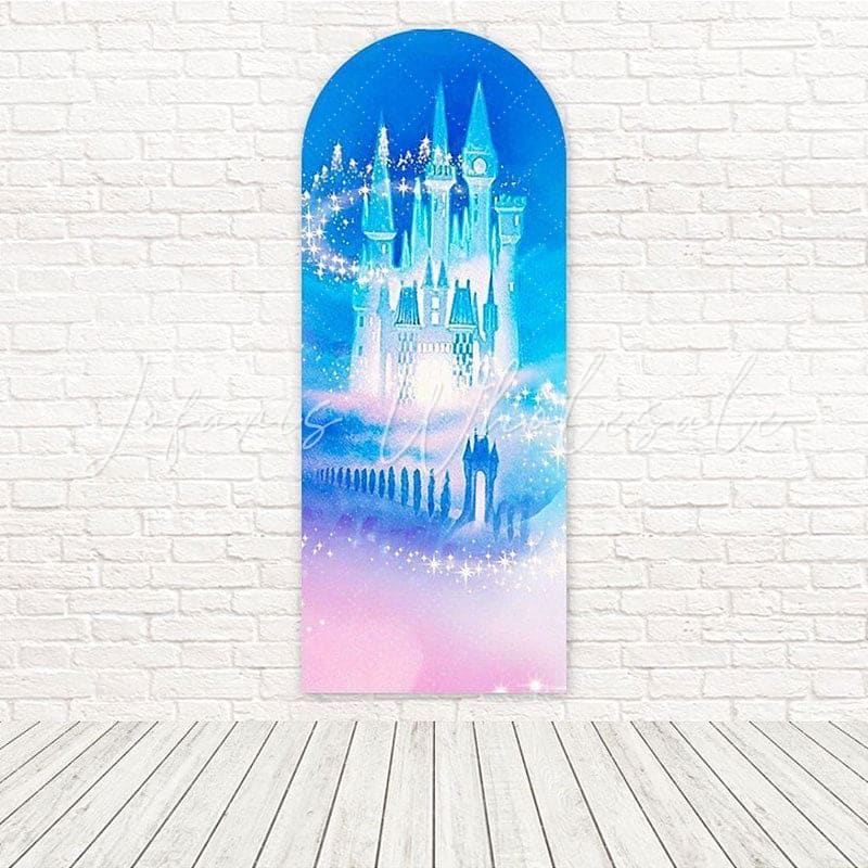 Toile de fond pour arche château bleu La Reine des Neiges pour thèmes fantaisie hiver