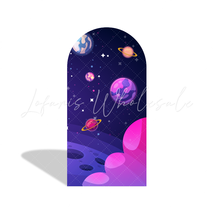 Toile de fond pour arche fête anniversaire Baby Shower galaxie