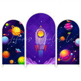 Toile de fond pour arche fête anniversaire Baby Shower dessin animé galaxie