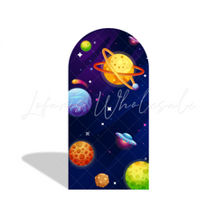 Toile de fond pour arche fête anniversaire Baby Shower dessin animé galaxie