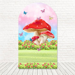 Toile de fond pour arche chemin fantaisie champignon jardin pour fête fée extérieur
