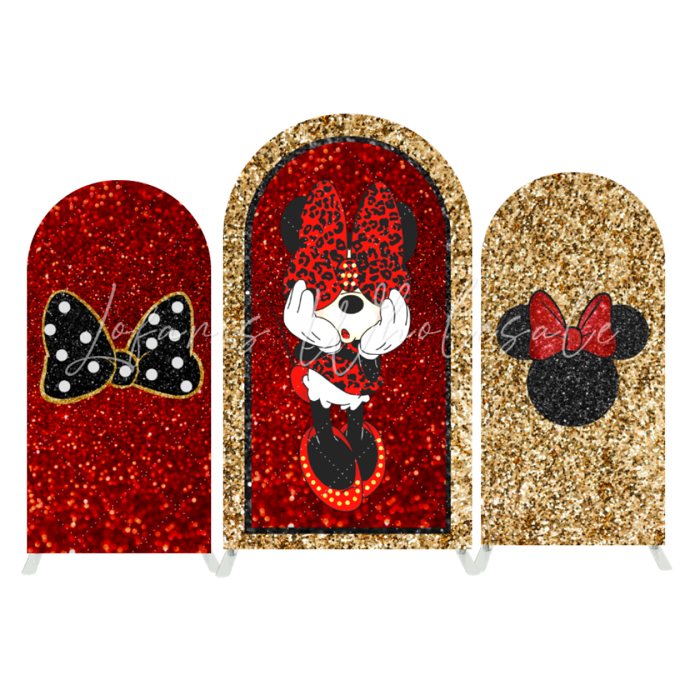 Toile de fond pour arche Joyeux Anniversaire Minnie paillettes