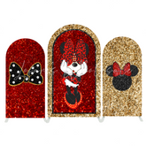 Toile de fond pour arche Joyeux Anniversaire Minnie paillettes