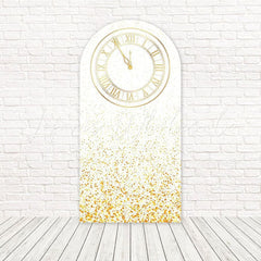 Toile de fond pour arche horloge dorée réveillon pour compte à rebours