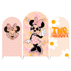 Toile de fond pour arche fond fête Joyeux Anniversaire Baby Shower Minnie Groovy Two
