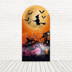 Toile de fond pour arche château sorcières orange Halloween pour nuits magiques