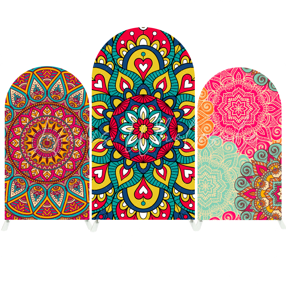 Toile de fond pour arche fond Mandala vacances Joyeux Lohri