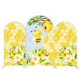 Toile de fond pour arche fête anniversaire thème abeille jaune miel doux