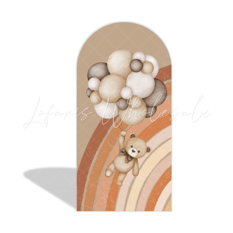 Toile de fond pour arche fête anniversaire ours en peluche montgolfière