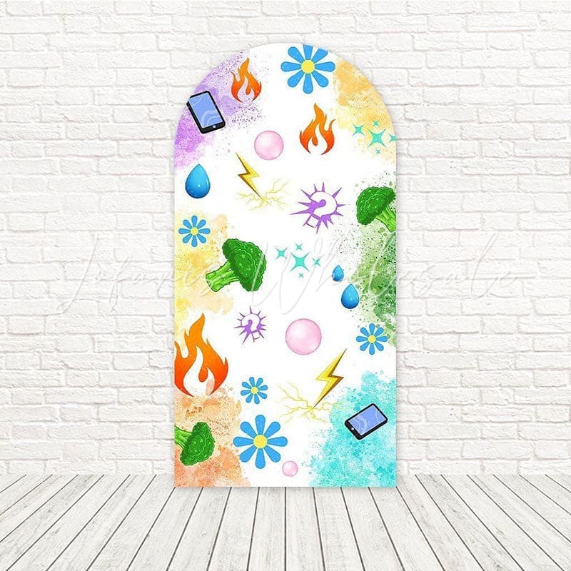 Toile de fond pour arche thème coloré Vice-Versa pour fête enfants imaginative