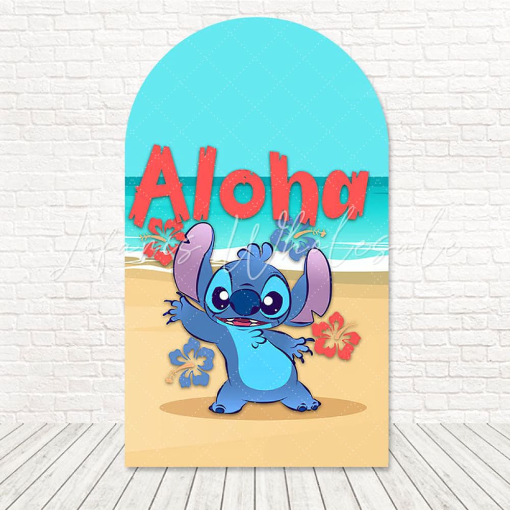 Toile de fond pour arche Lilo et Stitch ambiance Aloha pour fête thème île