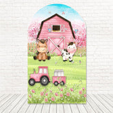 Toile de fond pour arche grange rose petite ferme pour célébrations fête mignonne et fun