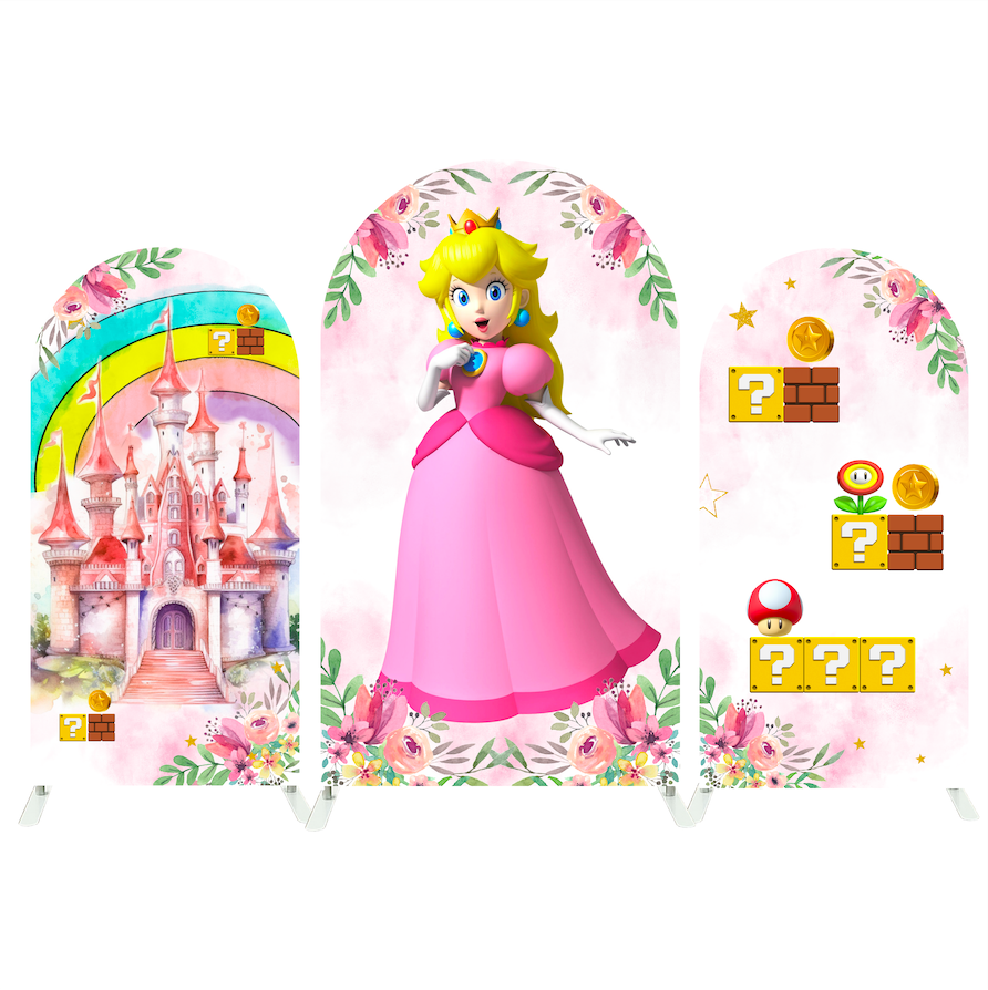 Toile de fond pour arche Joyeux Anniversaire film dessin animé Mario Princesse