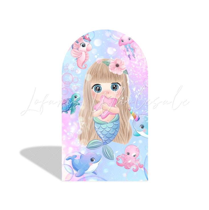 Housse pour arche fond fête anniversaire Baby Shower Sirène