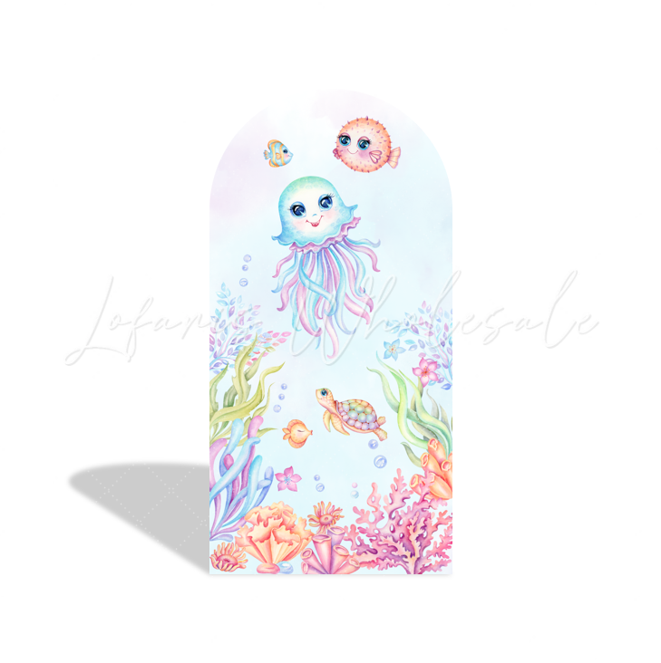 Housse pour arche fond fête anniversaire Baby Shower thème Sirène