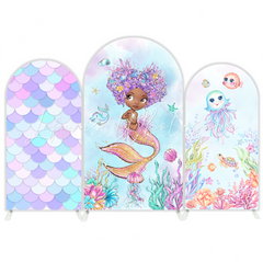 Housse pour arche fond fête anniversaire Baby Shower thème Sirène