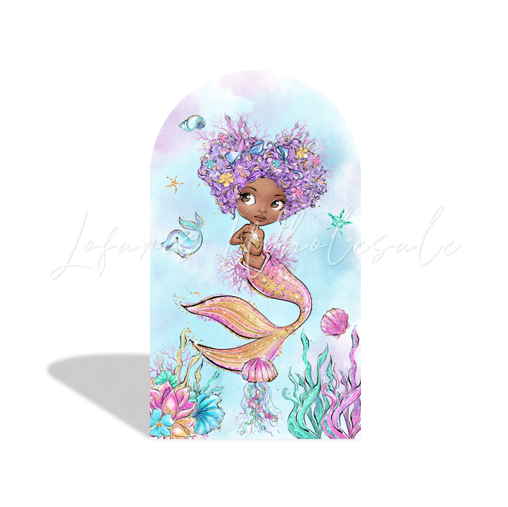 Housse pour arche fond fête anniversaire Baby Shower thème Sirène