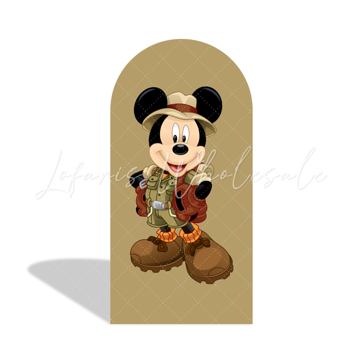 Toile de fond pour arche Joyeux Anniversaire Mickey Minnie Safari