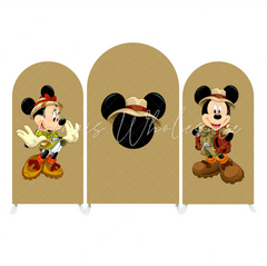 Toile de fond pour arche Joyeux Anniversaire Mickey Minnie Safari