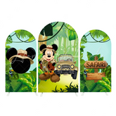 Toile de fond pour arche Joyeux Anniversaire Mickey Safari Sauvage