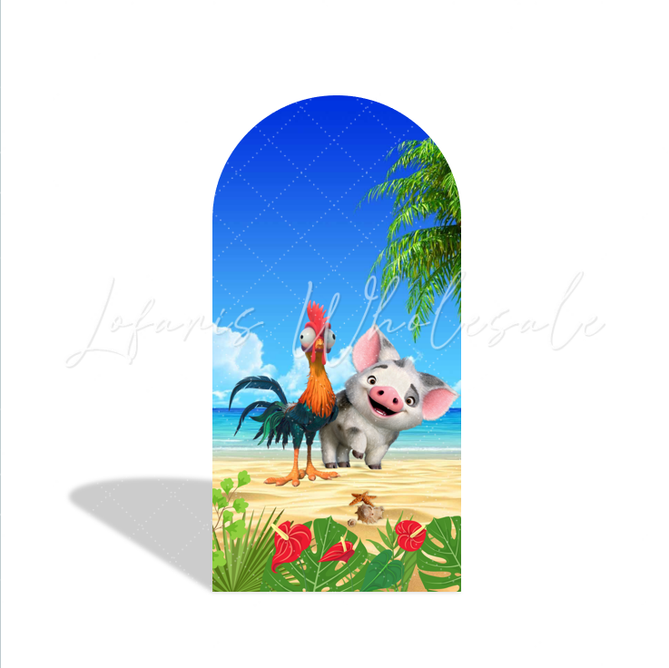Toile de fond pour arche Joyeux Anniversaire thème Bébé Vaiana