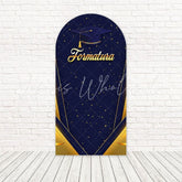 Toile de fond pour arche scène lancer de chapeau graduation marine pour fête fin d'études