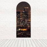 Toile de fond pour arche thème futuriste urbain paysage urbain immeubles nuit