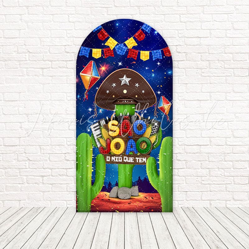 Toile de fond pour arche lueur festival Sao Joao sable nuit pour fête extérieur
