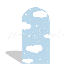 Toile de fond pour arche montgolfière bleue Oh Baby pour anniversaire Baby Shower révélation genre