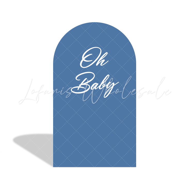 Toile de fond pour arche montgolfière bleue Oh Baby pour anniversaire Baby Shower révélation genre