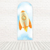 Toile de fond pour arche astronaute fusée orange pour célébrations futuristes