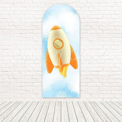 Toile de fond pour arche astronaute fusée orange pour célébrations futuristes