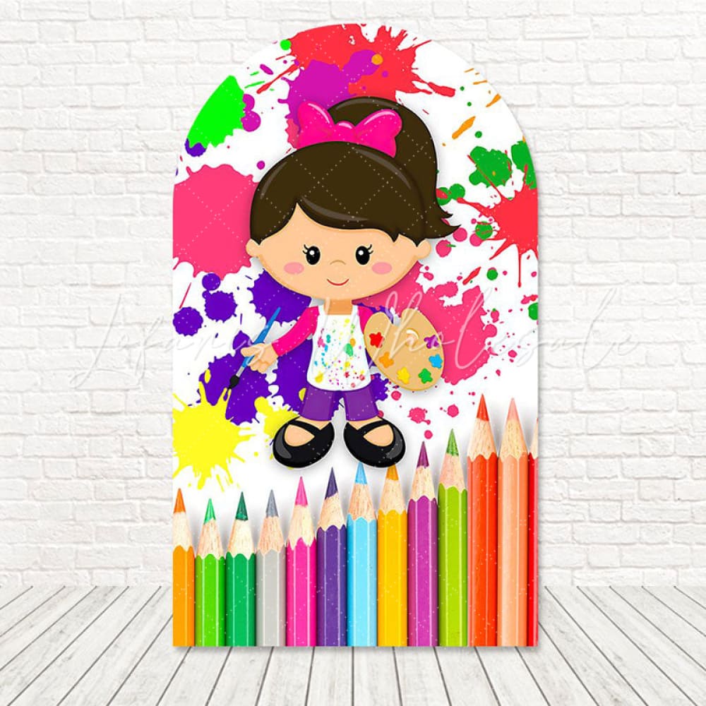 Toile de fond pour arche thème artiste fille temps peinture pour fête art