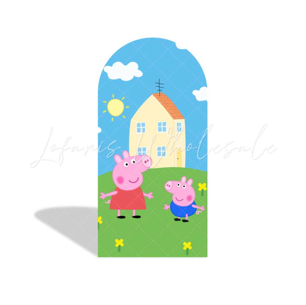 Toile de fond pour arche Joyeux Anniversaire thème Peppa Pig