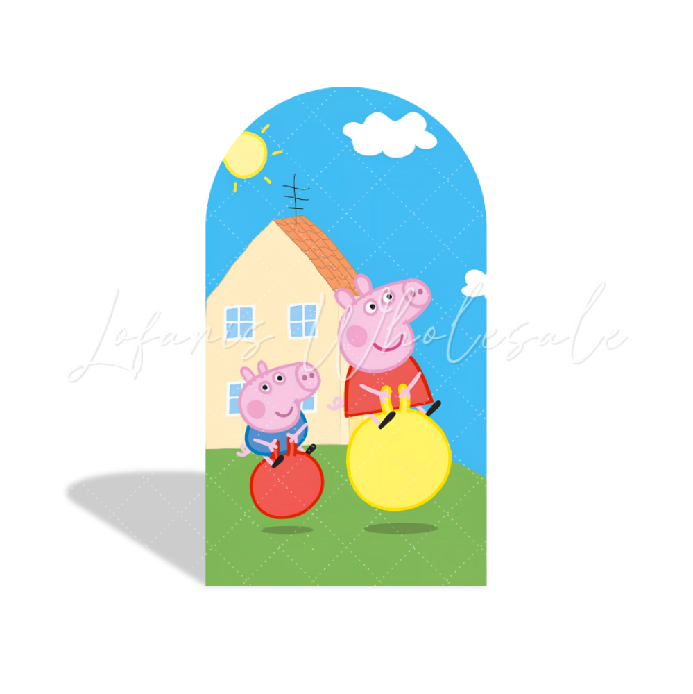 Toile de fond pour arche Joyeux Anniversaire thème Peppa Pig