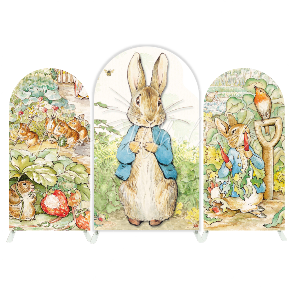 Toile de fond pour arche fête anniversaire Baby Shower Pierre Lapin