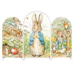 Toile de fond pour arche fête anniversaire Baby Shower Pierre Lapin
