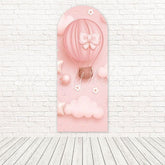 Toile de fond pour arche flotteur montgolfière nœud rose pour célébration fille