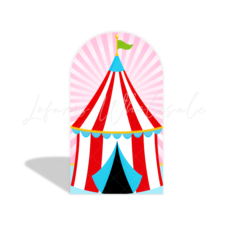 Toile de fond pour arche fête anniversaire cirque rose