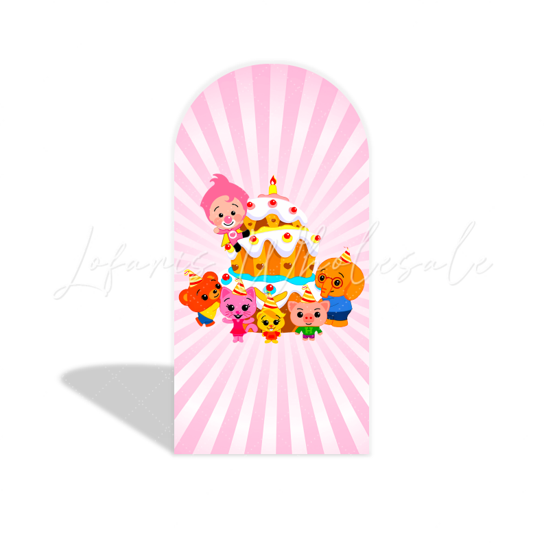 Toile de fond pour arche fête anniversaire cirque rose