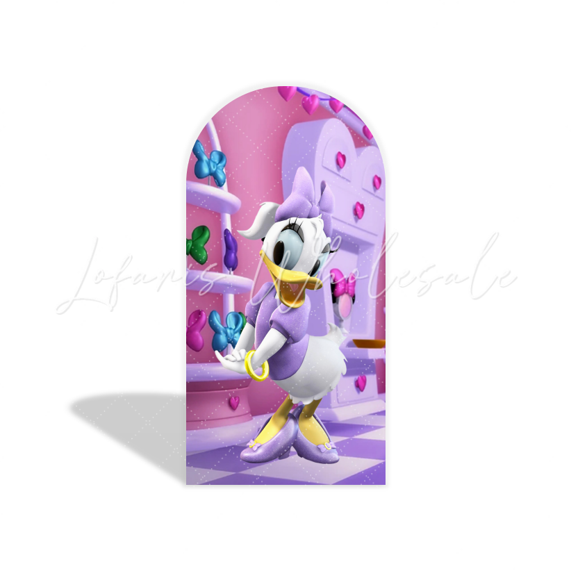 Toile de fond pour arche fête anniversaire danse Minnie rose