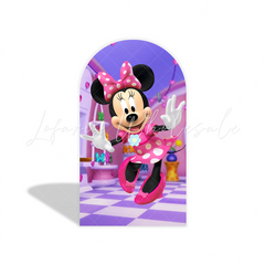 Toile de fond pour arche fête anniversaire danse Minnie rose
