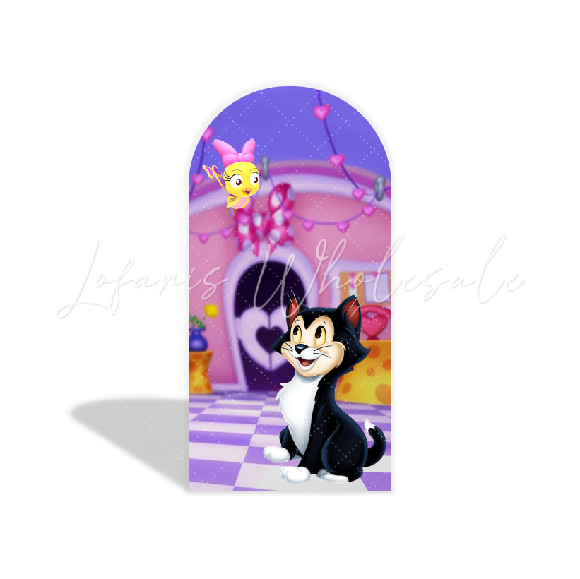 Toile de fond pour arche fête anniversaire danse Minnie rose