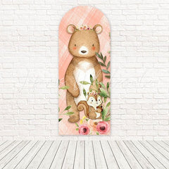 Toile de fond pour arche rose ours forêt rose pour célébrations bois mignonnes