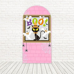 Toile de fond pour arche charme effrayant chat Halloween rose pour fête Halloween